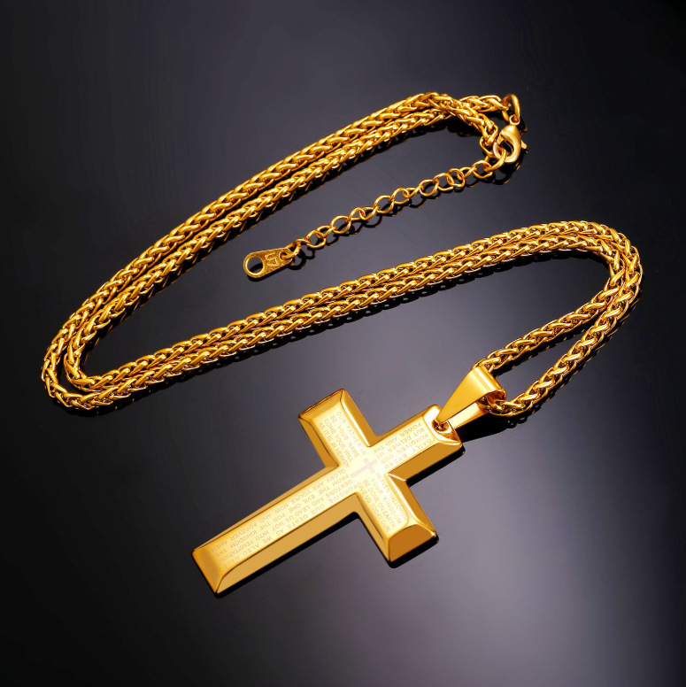 SAYCONA  Bible Cross Circle Necklace Europe and America Jesus Cross Necklace