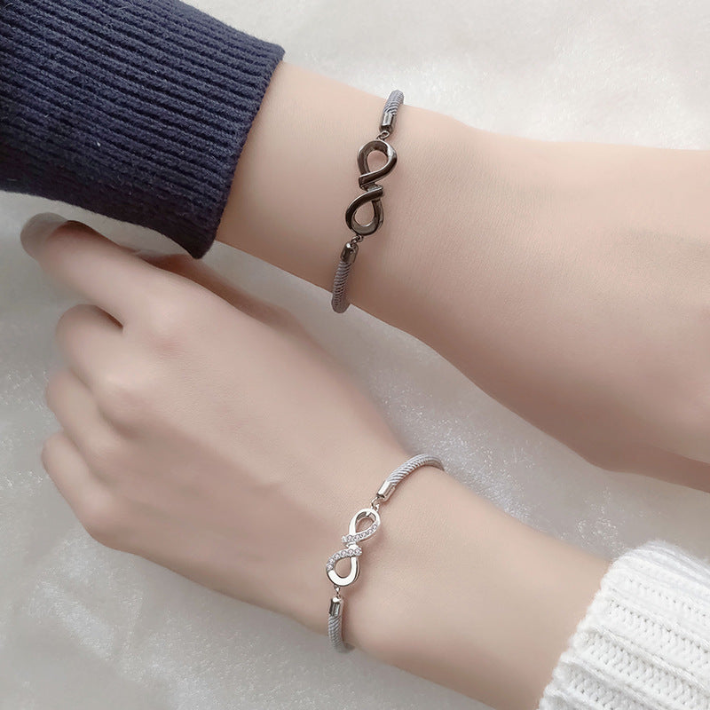 Saycona 925 Sterling Silver Mobius Couple Bracelet