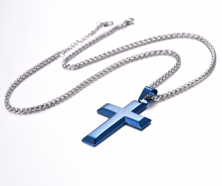 SAYCONA  Bible Cross Circle Necklace Europe and America Jesus Cross Necklace
