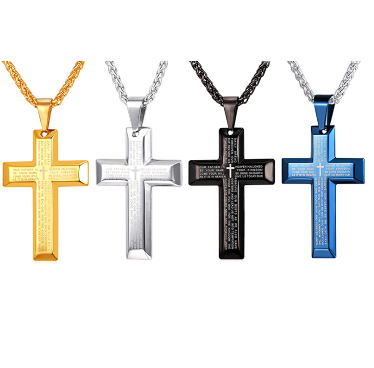 SAYCONA  Bible Cross Circle Necklace Europe and America Jesus Cross Necklace