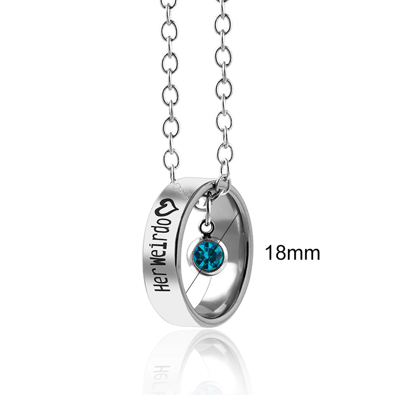 Ring Set Pendant Crystal Charm Couple Necklace