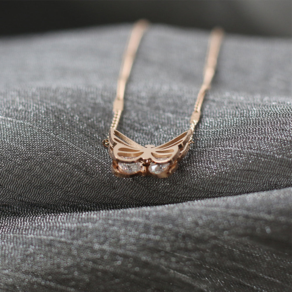 SAYCONA  Butterfly Necklace in Rose Gold Plated Sterling Silver