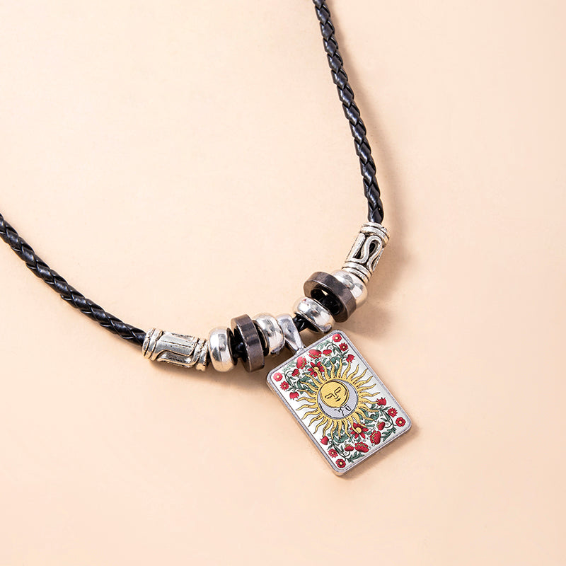 Vintage Sun God Flower Glass Pendant