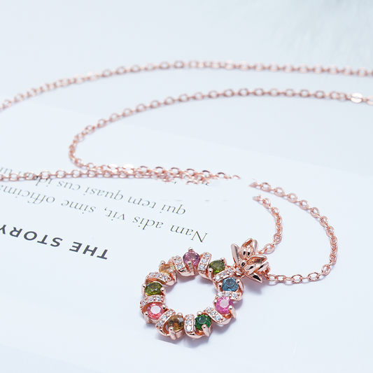 Dry Spin Peony Flower Crown Doughnut Necklace