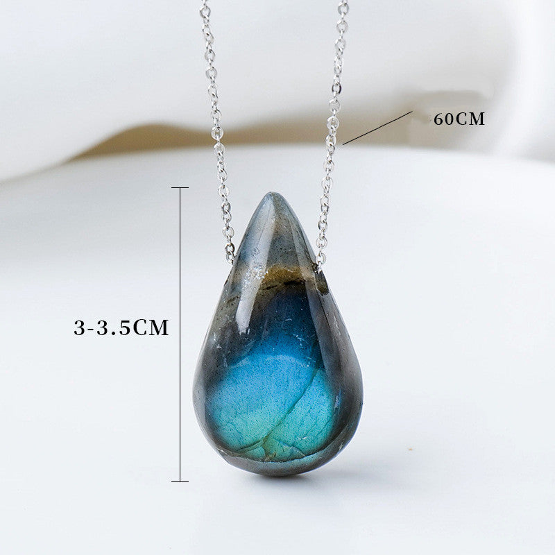 Natural Crystal Labradorite Drop Pendant