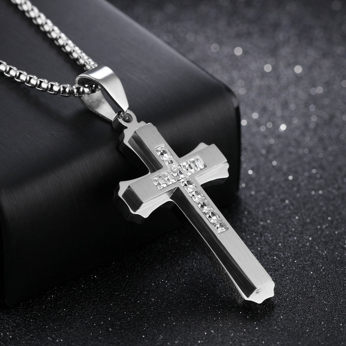 Necklace Jeweled Pendant Titanium Steel