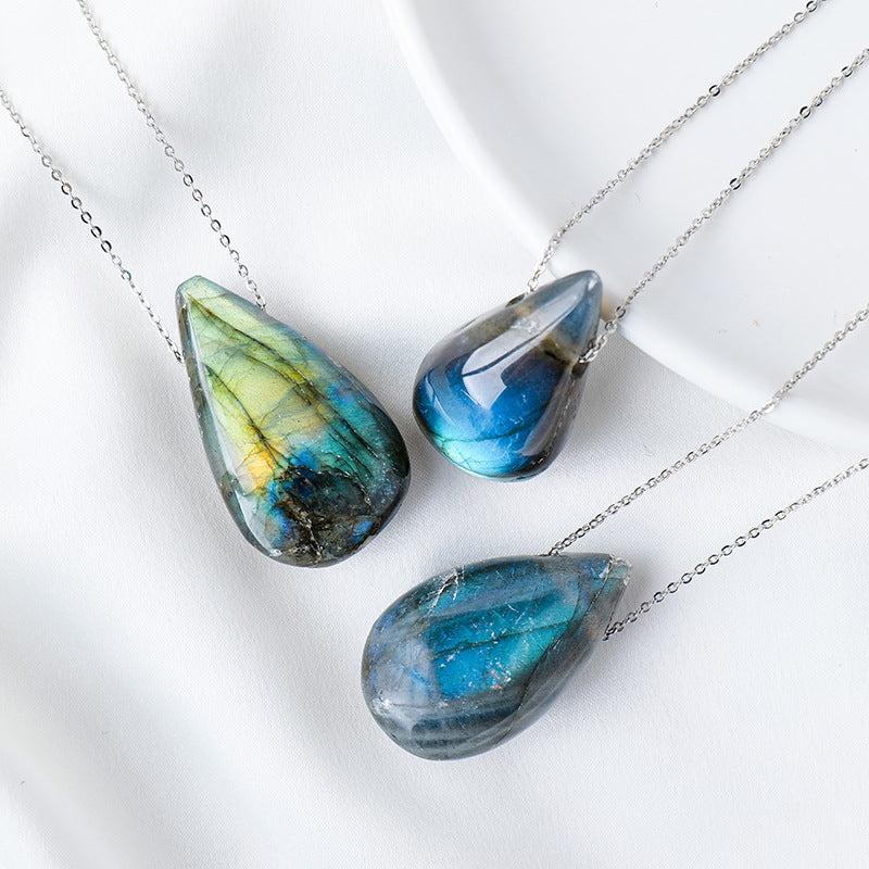 Natural Crystal Labradorite Drop Pendant