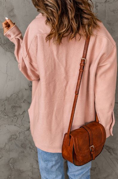 Rib Textured Fleece Shacket-1