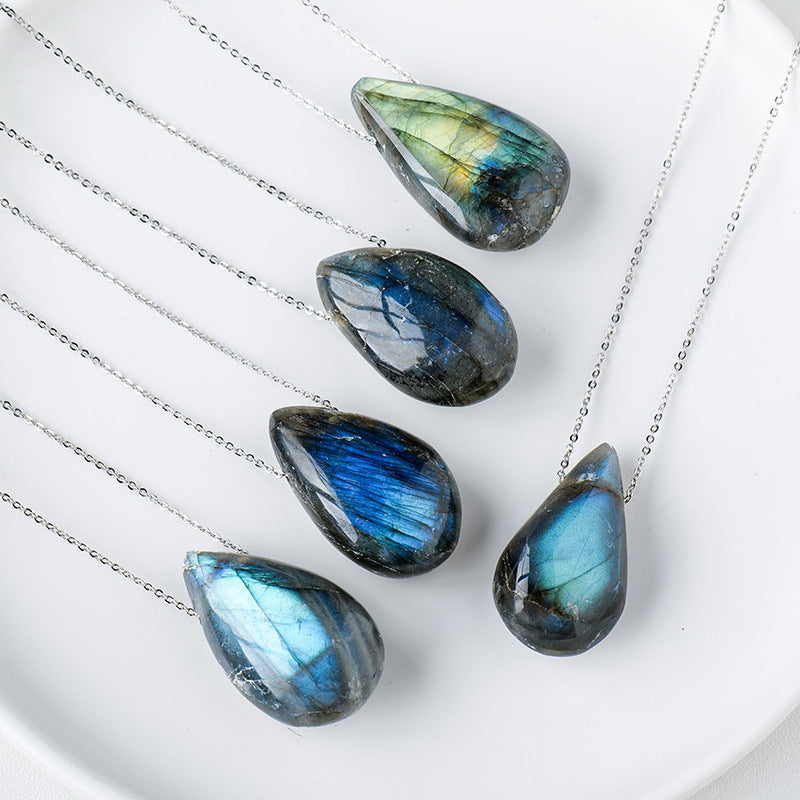 Natural Crystal Labradorite Drop Pendant