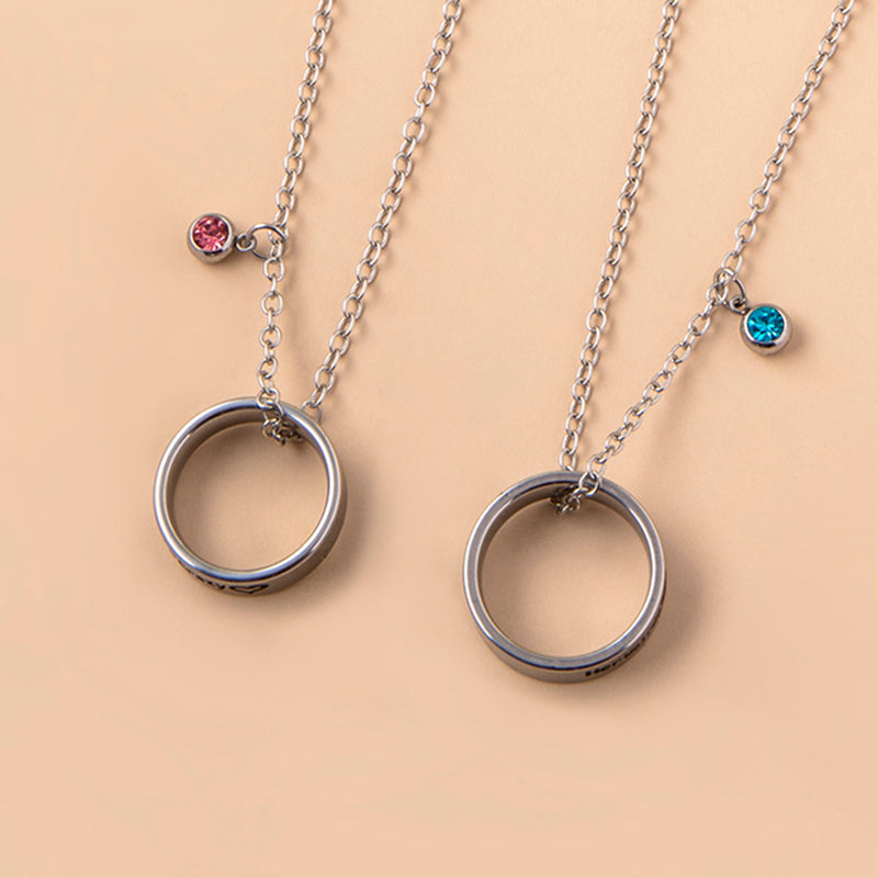 Ring Set Pendant Crystal Charm Couple Necklace
